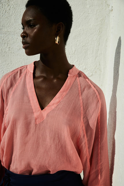 Long Sleeve Sheer Blouse