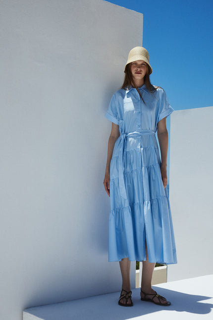 Cotton Popline Short Sleeve Dress 