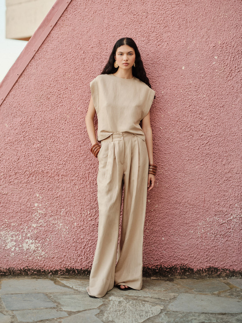 Short Linen Blouse 