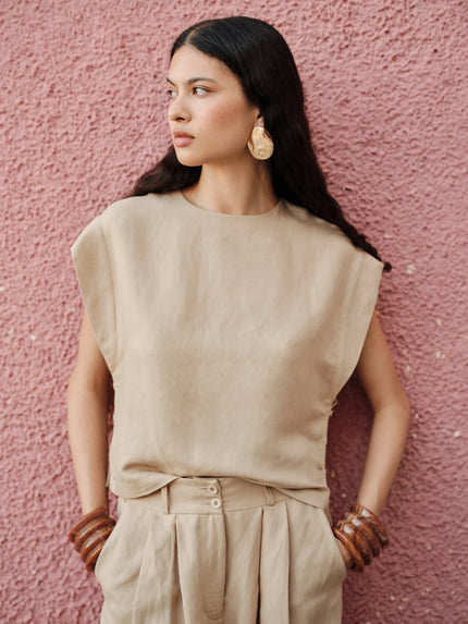 Short Linen Blouse 