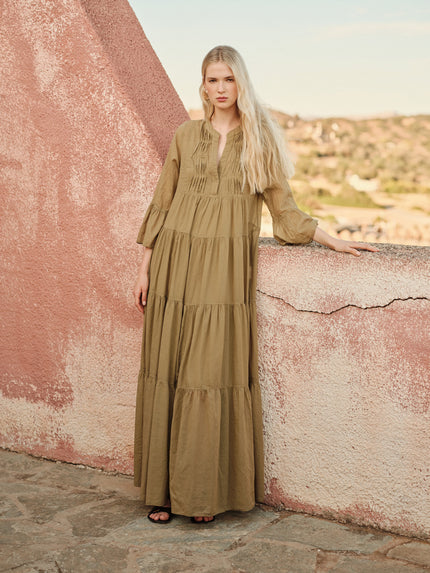 Long Sleeve Long Cotton Dress