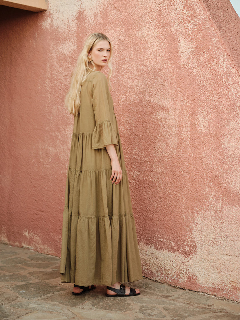 Long Sleeve Long Cotton Dress