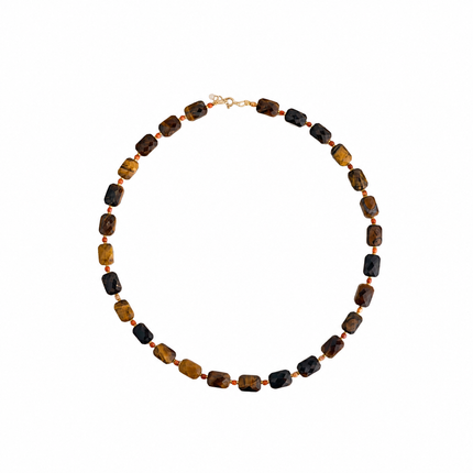 Tyger Eye-Coral Necklace