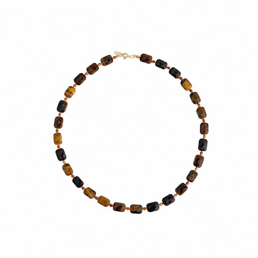 Tyger Eye-Coral Necklace