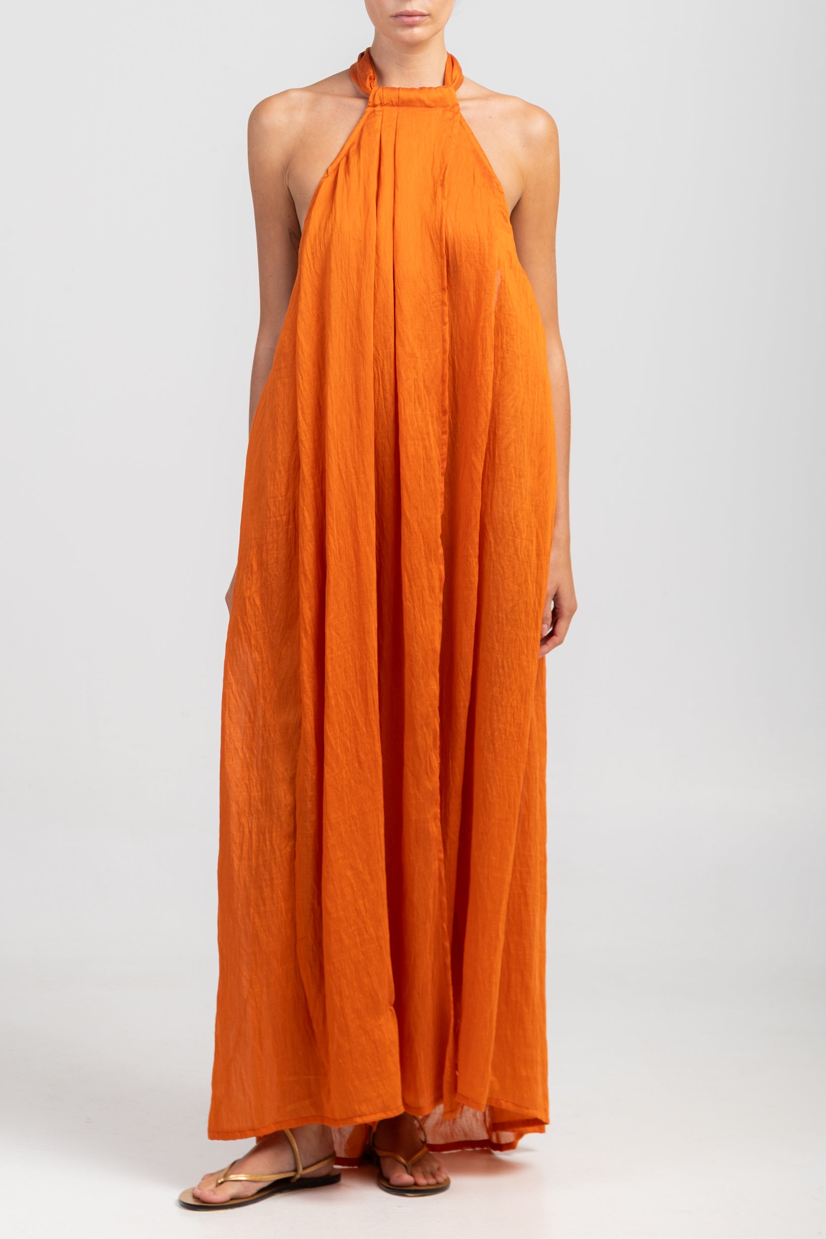 Backless Orange Maxi Dress
