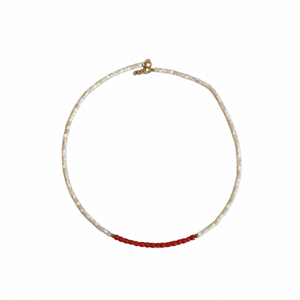 Mother of Pearl-Coral Necklace