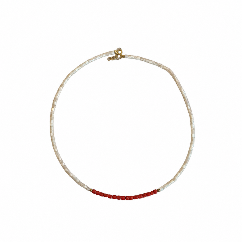 Mother of Pearl-Coral Necklace