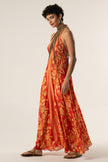 Long Silk Blend Backless Dress