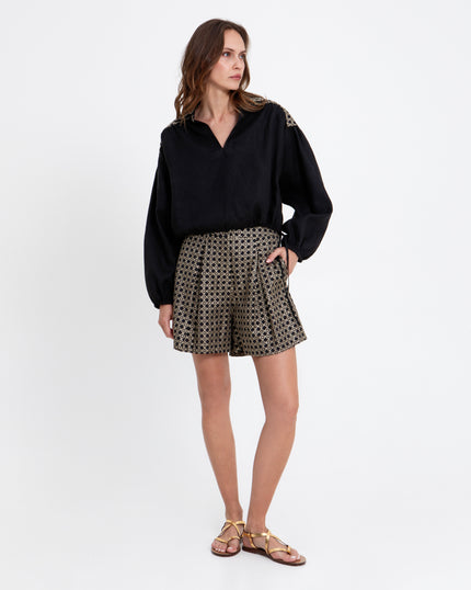 Long Cross Shorts with Pleats