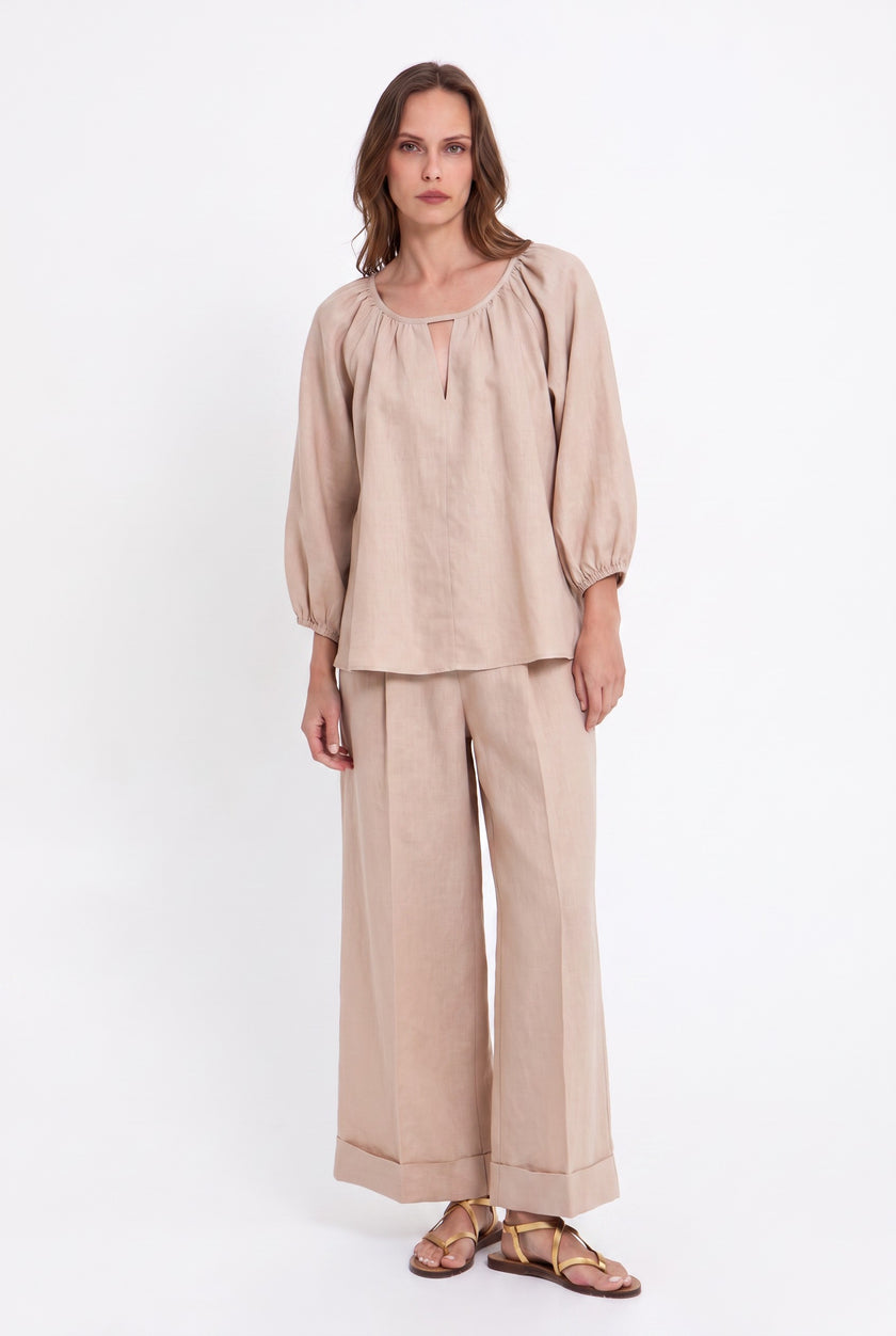 Long Linen Wide Leg Pants