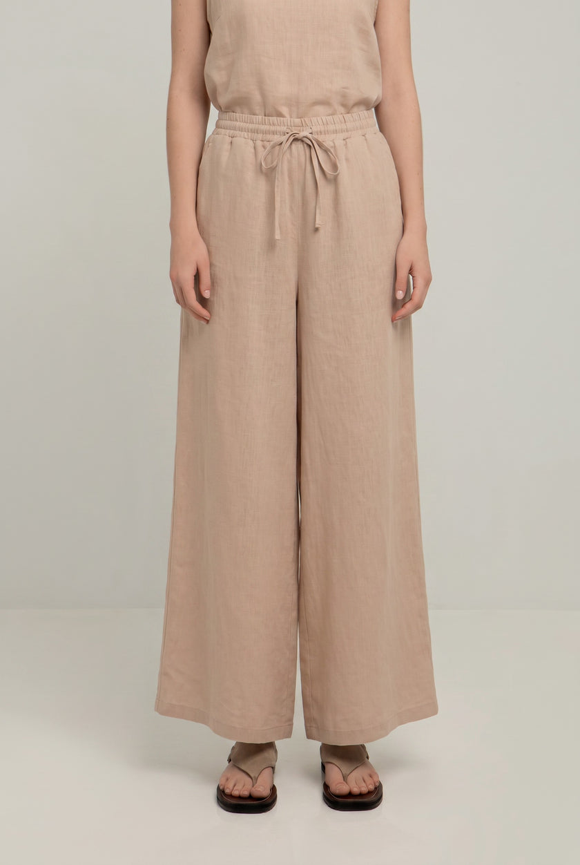 Wide Leg Pants with Elastic Waist