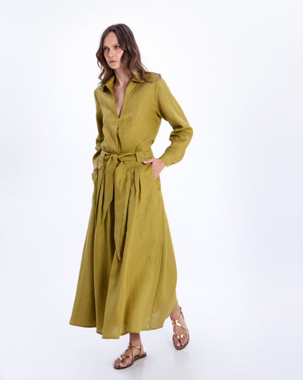 Midi Skirt With Pleats & Belt