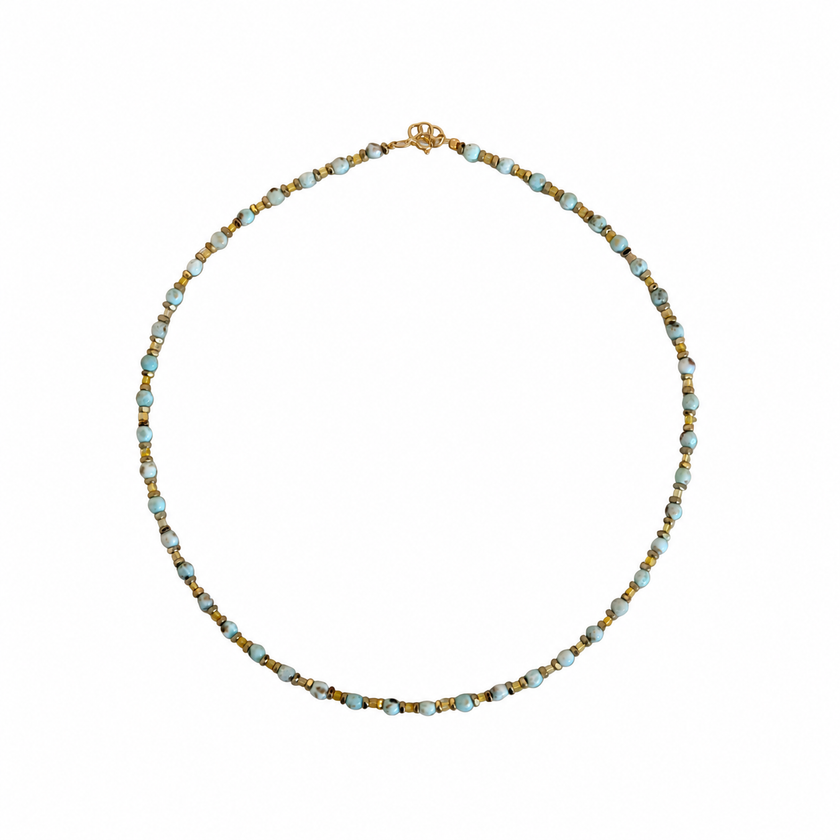 Larimar-Agate-Hematite Necklace