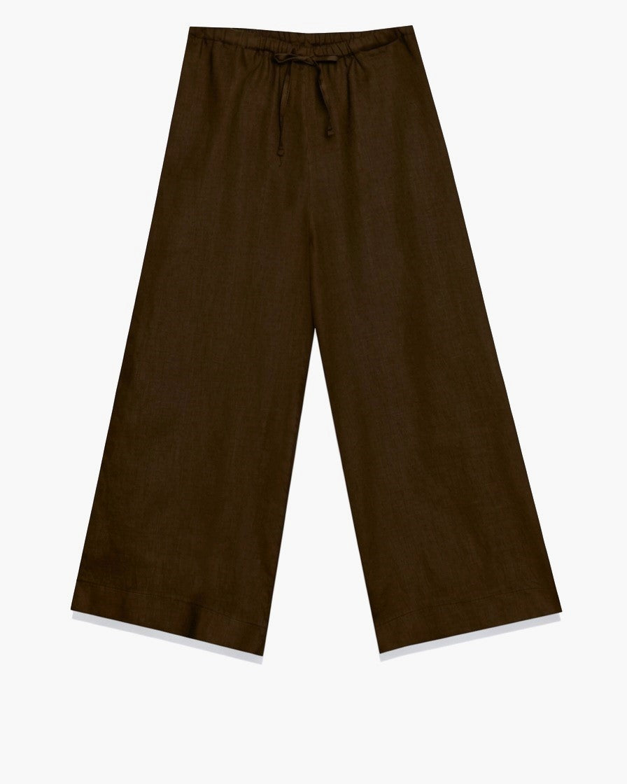 Wide Leg Linen Pants with Drawstring