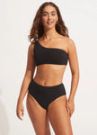 Sea Dive One Shoulder Bikini Top - Black