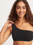 Sea Dive One Shoulder Bikini Top - Black