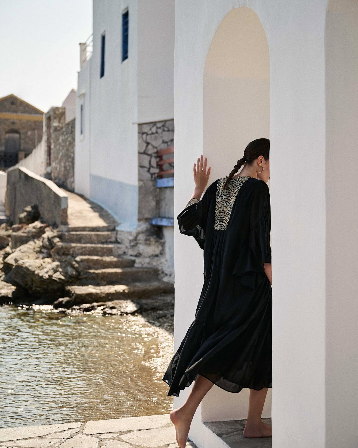 Long Kaftan with Gold Embroidery