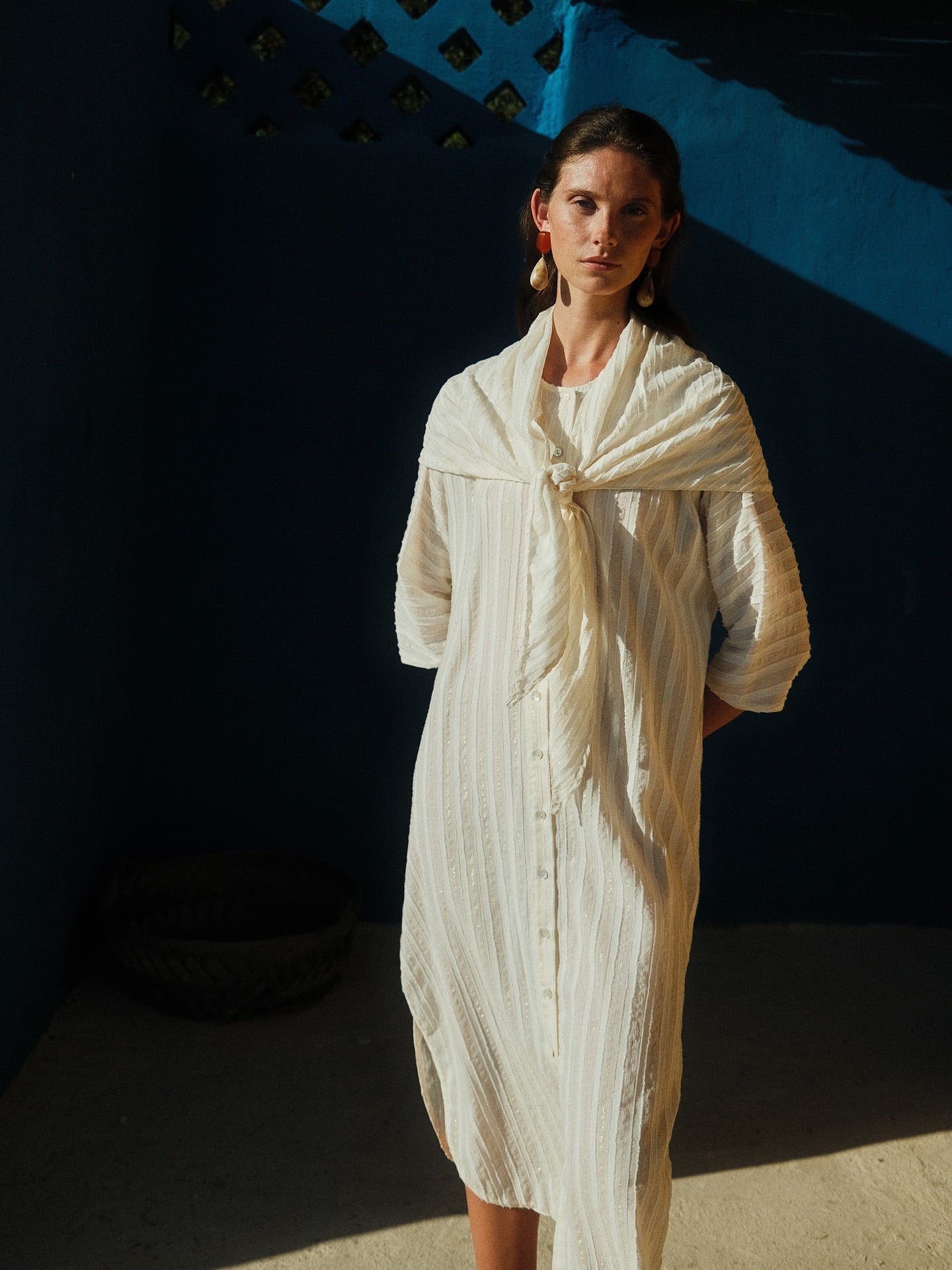 Midi Dress with Sleeves and Belt