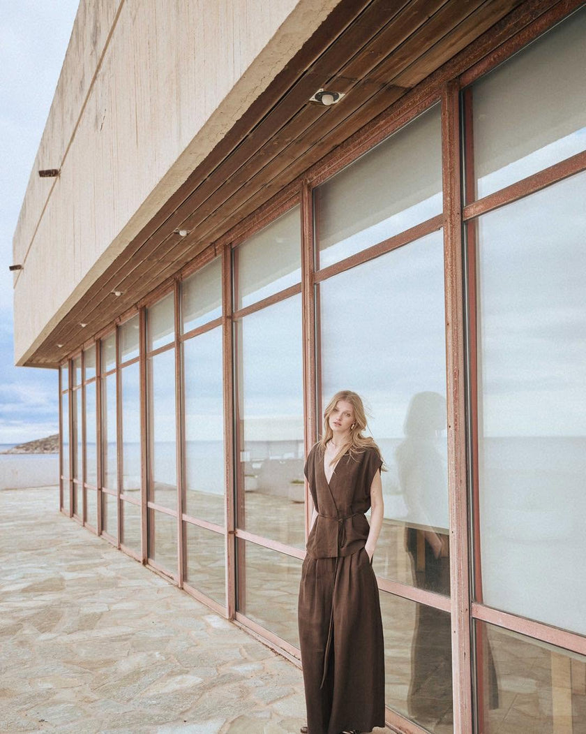 Long Wide Leg Pants with Pleats