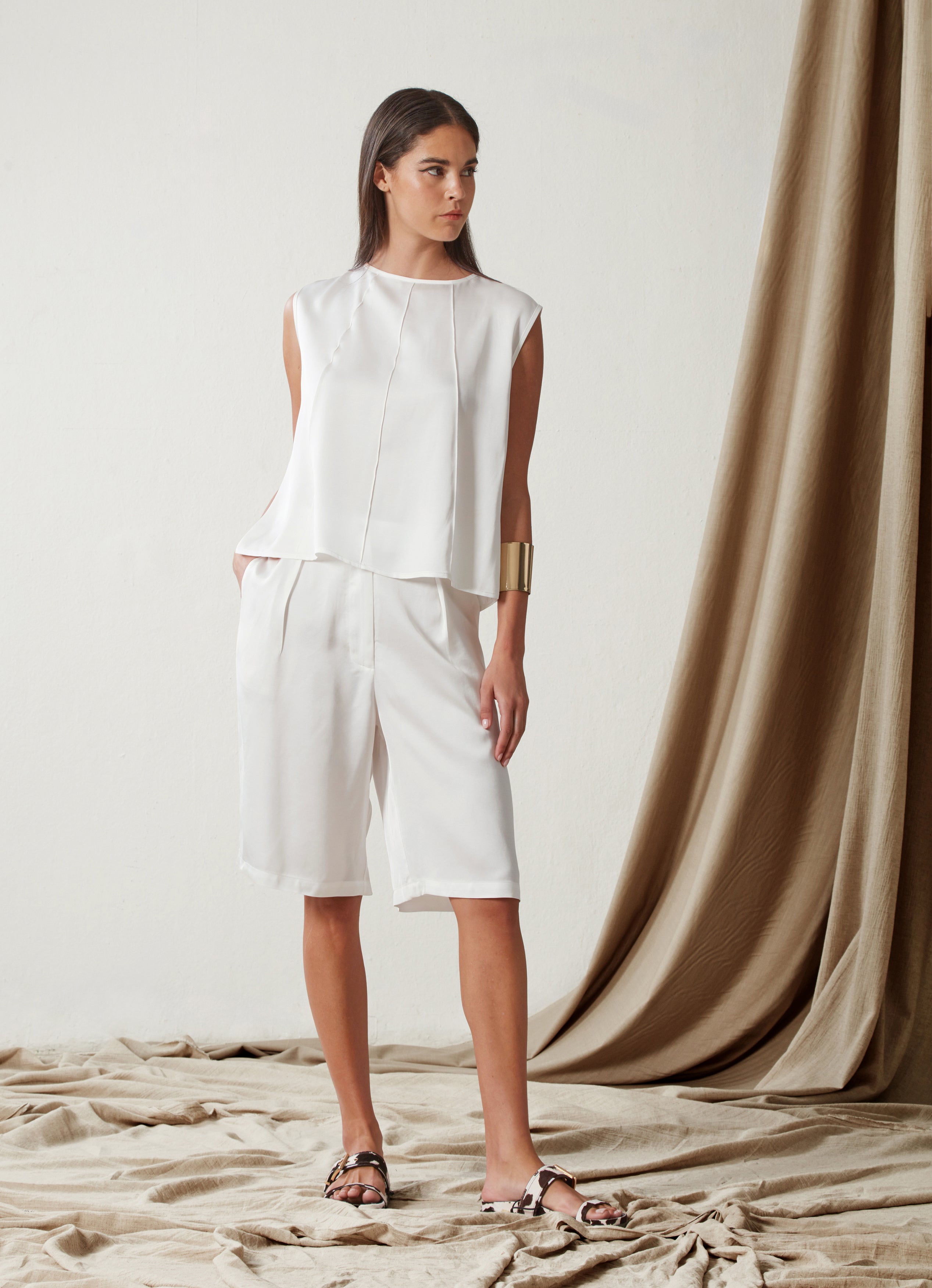 Sleeveless Top with Seams