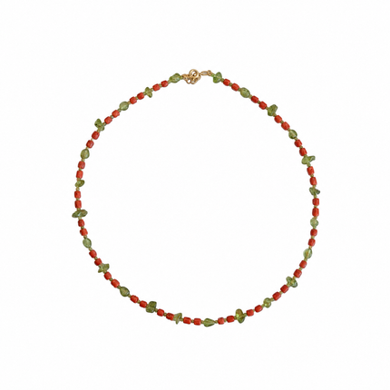 Peridot-Coral Necklace