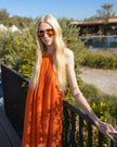 Backless Orange Maxi Dress