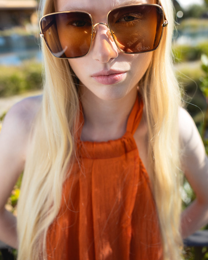 Backless Orange Maxi Dress