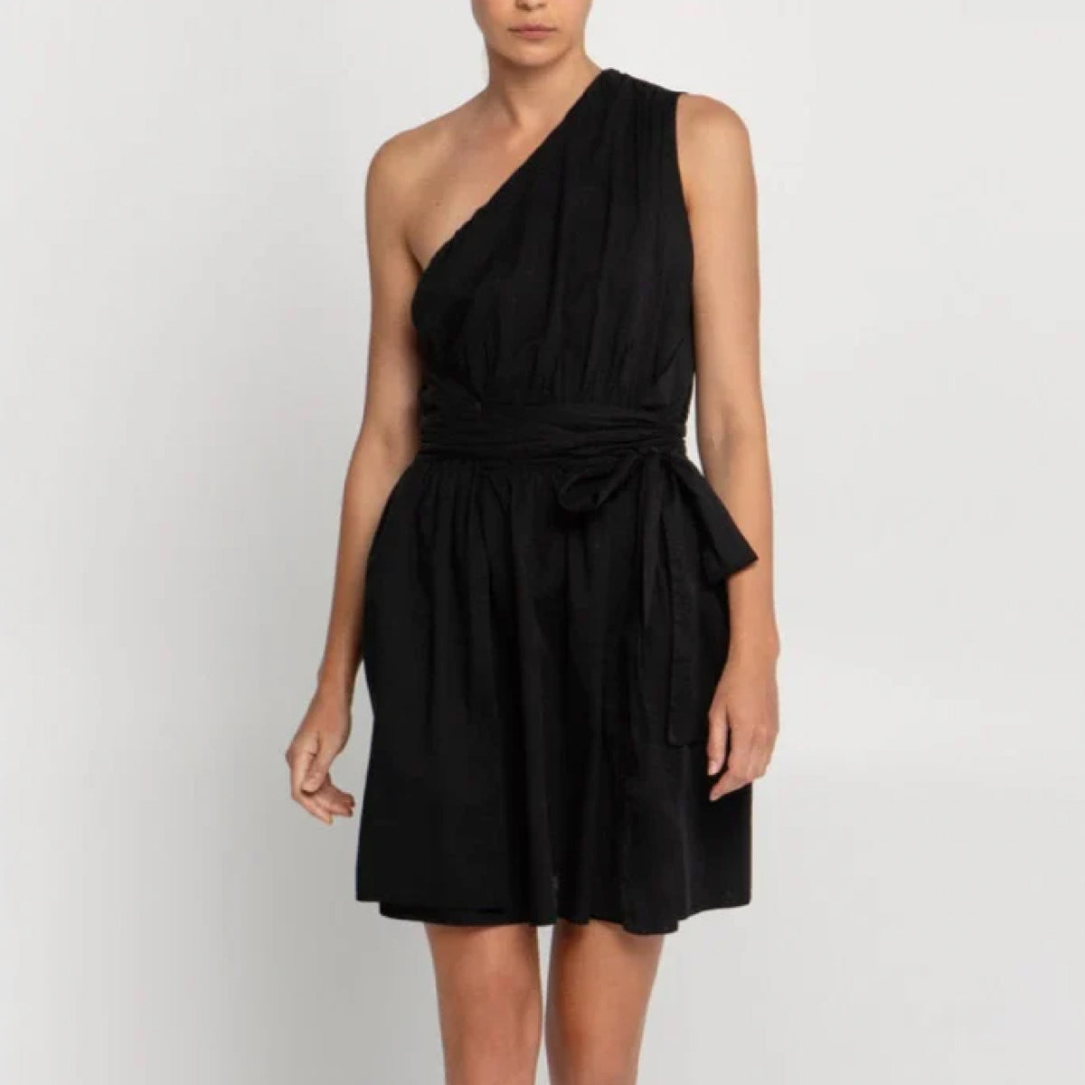 One Shoulder Short Dress in cotton by Greek Archaic Kori, product view