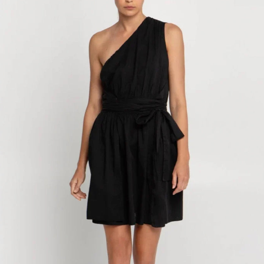 One Shoulder Short Dress in cotton by Greek Archaic Kori, product view