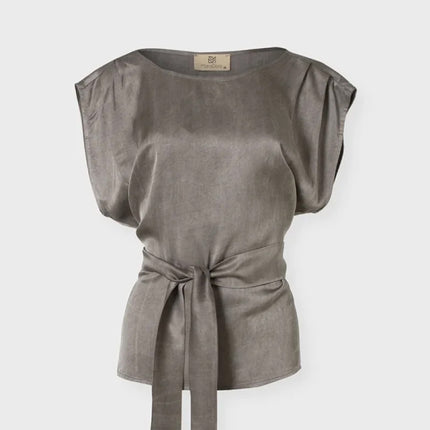 Sleeveless Blouse with Belt