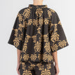Black/Gold Short Sleeve Blouse in cotton by August, additional product view