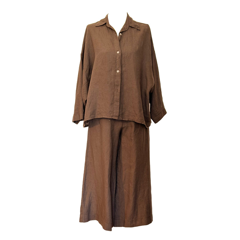 Wide Leg Linen Pants with Drawstring