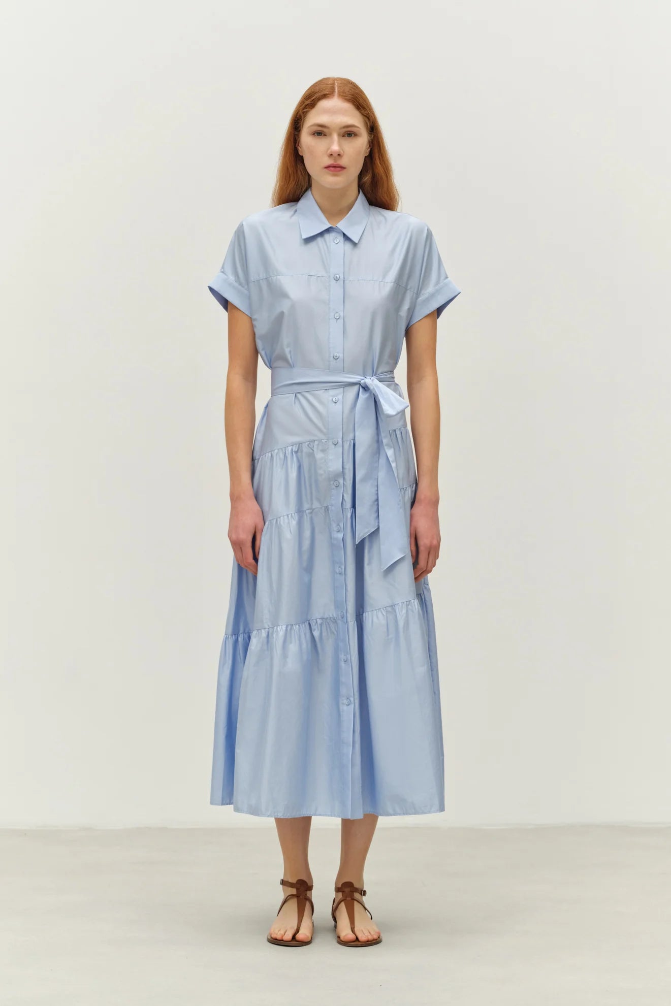 Cotton Popline Short Sleeve Dress 
