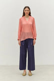 Long Sleeve Sheer Blouse in ramie blend by Devotion Twins, additional product view