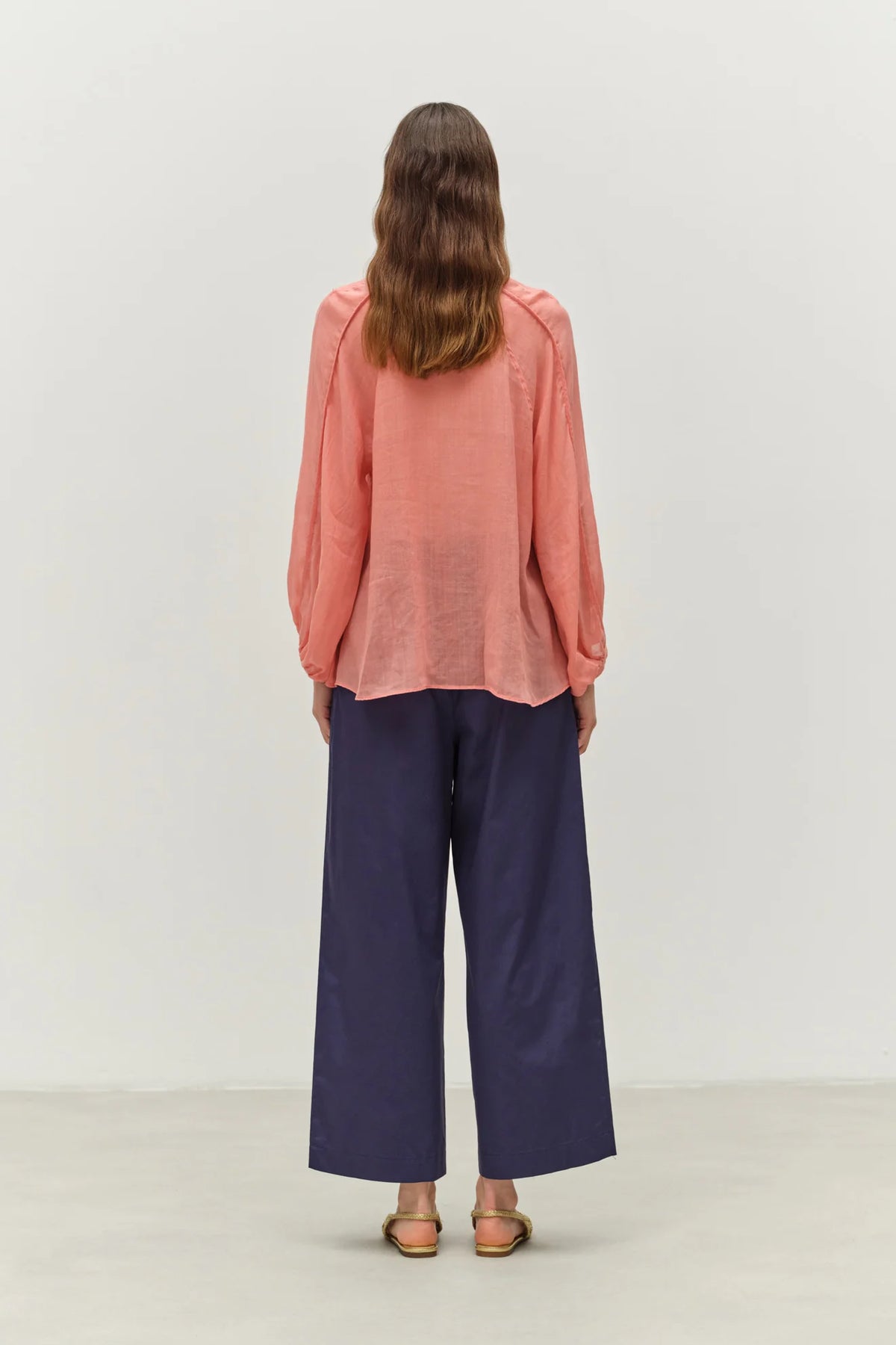 Long Sleeve Sheer Blouse in ramie blend by Devotion Twins, additional product view