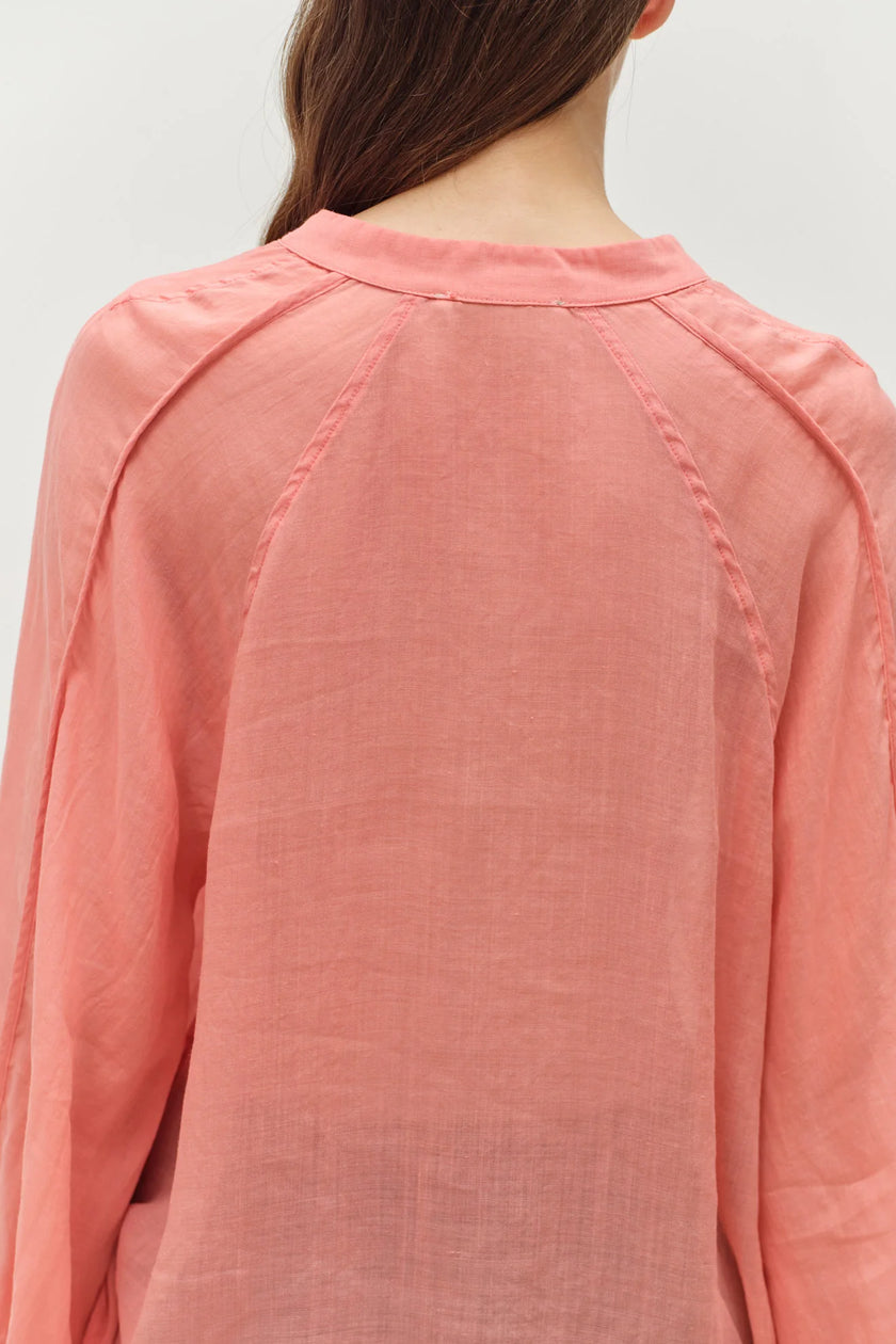 Long Sleeve Sheer Blouse in ramie blend by Devotion Twins, additional product view