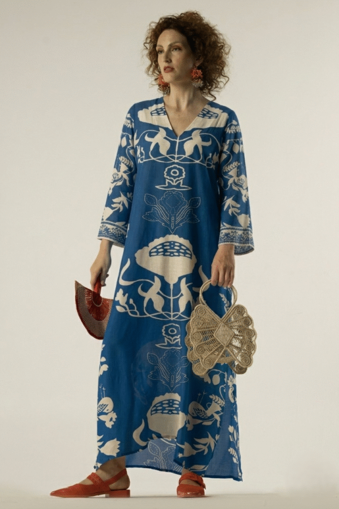 Long Silk Dress with Sleeves