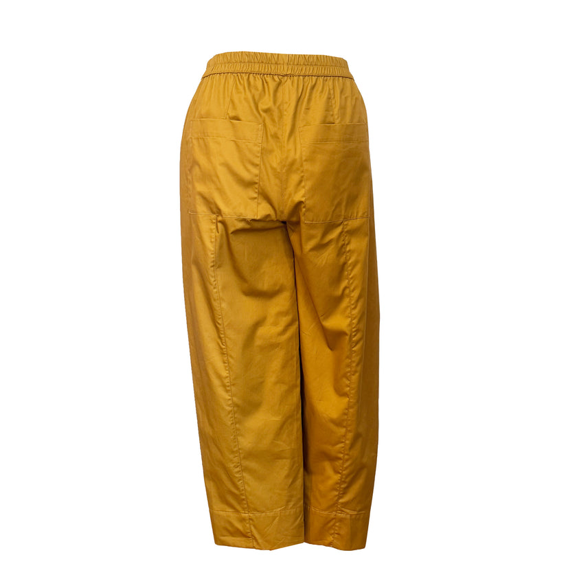 Olive Long Popline Pants with Seams in cotton by Devotion Twins, additional product view