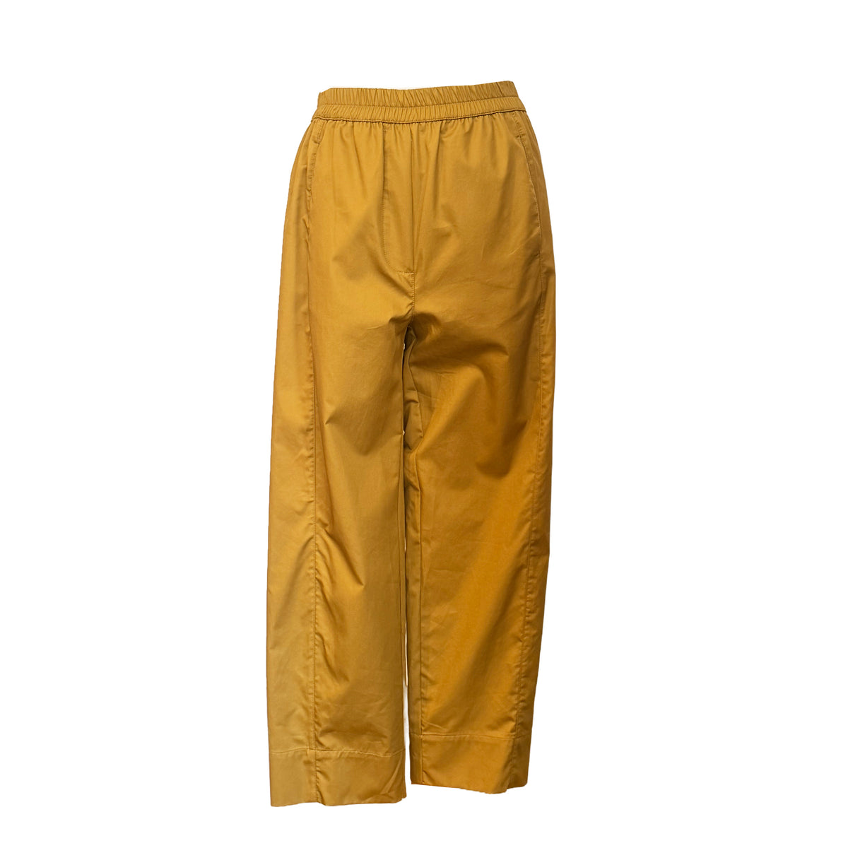 Olive Long Popline Pants with Seams in cotton by Devotion Twins, additional product view