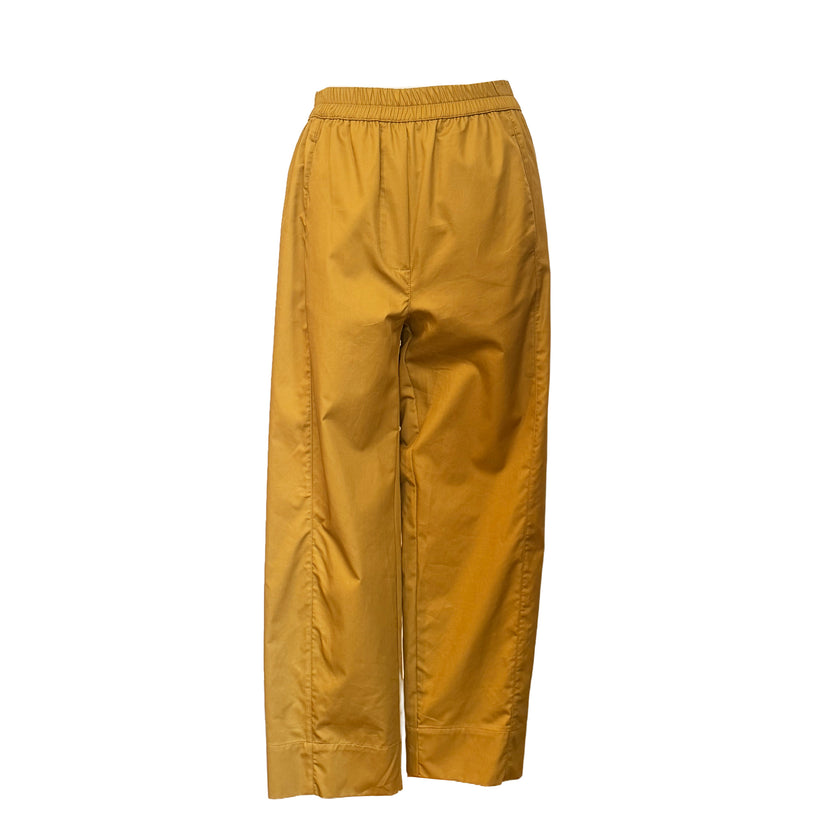 Olive Long Popline Pants with Seams in cotton by Devotion Twins, additional product view
