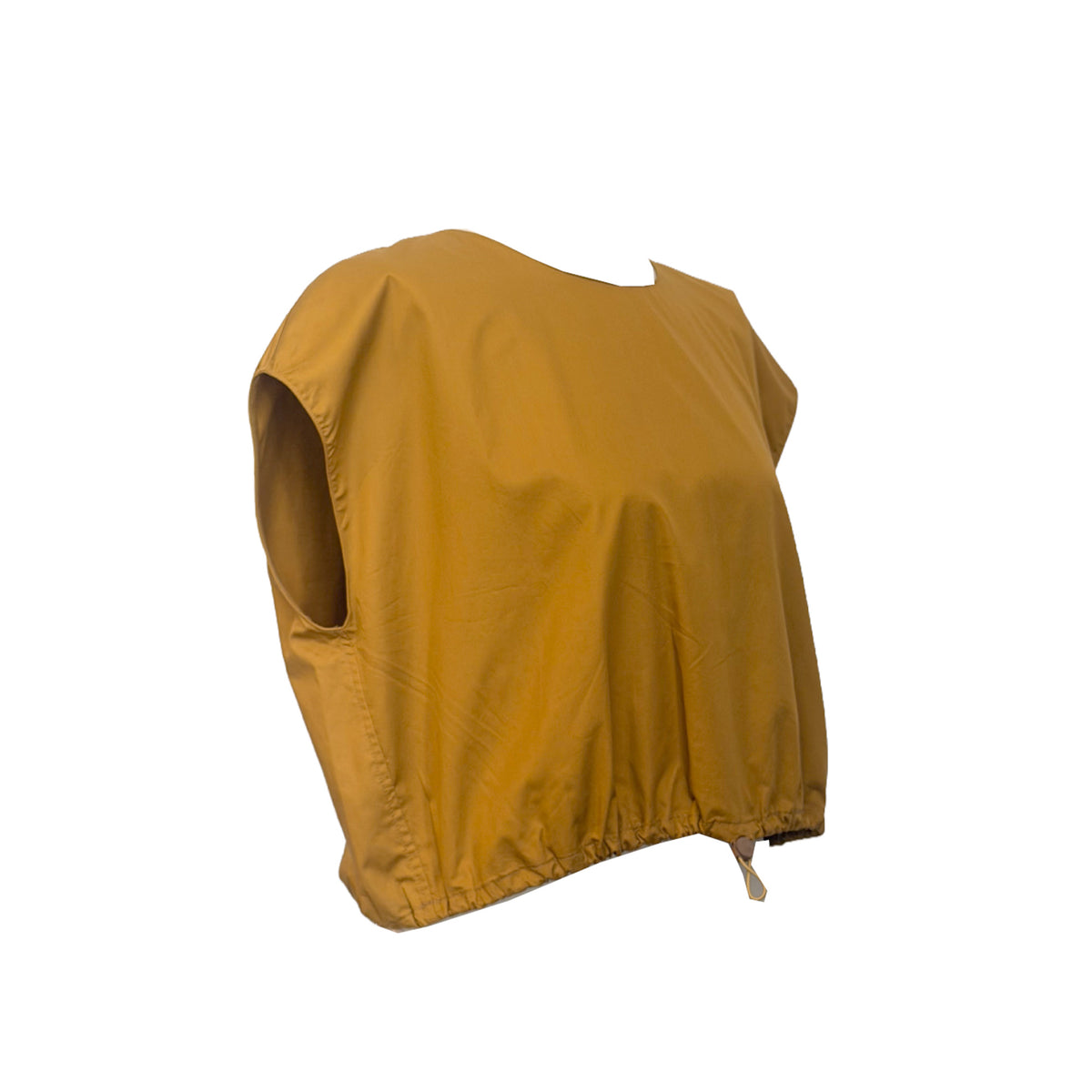 Olive Popline Sleeveless top with Elastic Waist in cotton poplin by Devotion Twins, additional product view