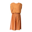Peach Popline Sleeveless top with Elastic Waist in cotton poplin by Devotion Twins, styled as part of a matching look