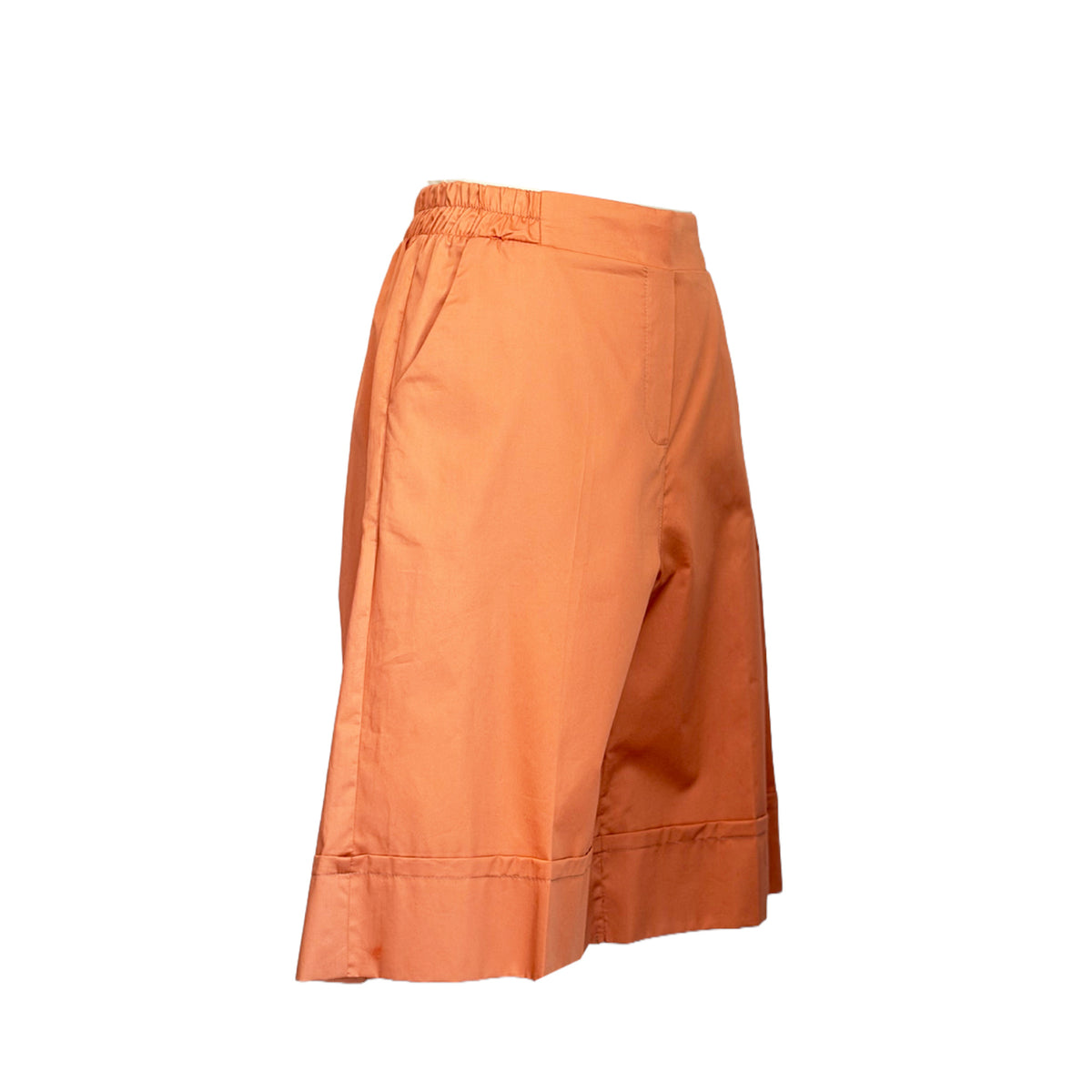 Peach Popline Shorts with Elastic Waist in cotton by Devotion Twins, additional product view