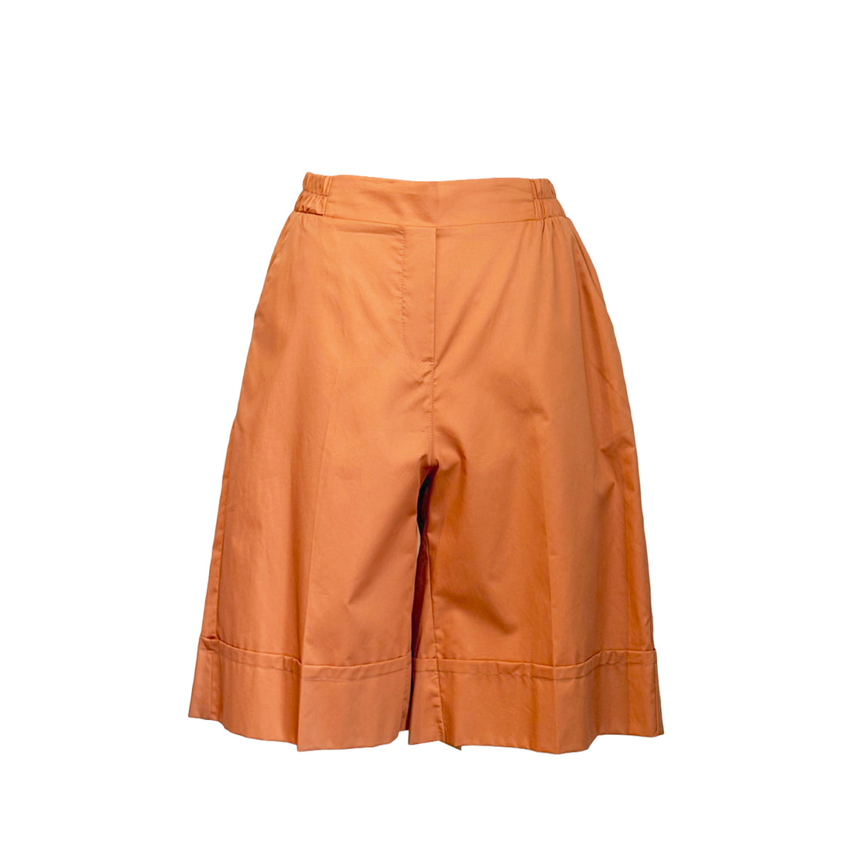 Peach Popline Shorts with Elastic Waist in cotton by Devotion Twins, product view