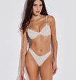 Jaquard Bikini high leg bottom, Ivory