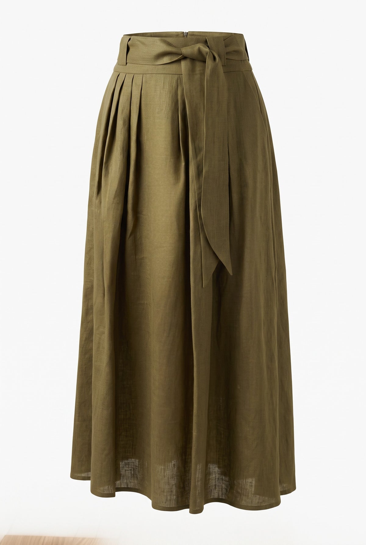 Midi Skirt With Pleats & Belt