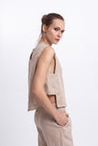 Sleeveless Linen Top with a Side Cut