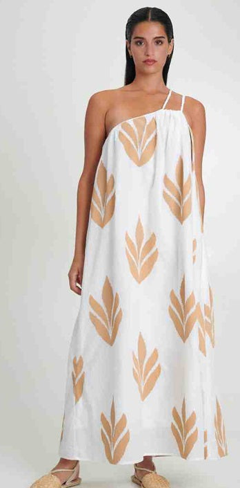 One Shoulder Long Dress With Embroidery