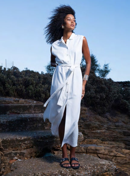 Sleevless Linen Dress-Shirt