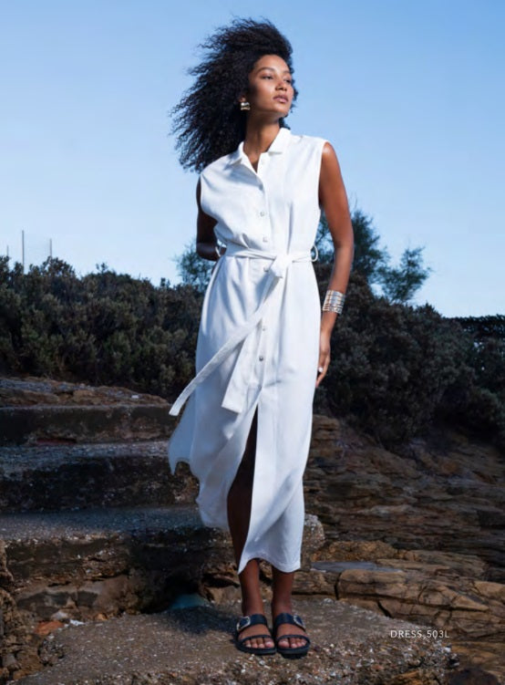 Sleevless Linen Dress-Shirt
